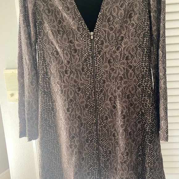 RARE FIND Ramy Brook Dress Moda Foil Snake Lace Lined Bell Sleeves Zipper Back - Picture 4 of 10